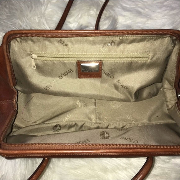 GUC Vintage Paolo Masi Leather Shoulder Baguette Cognac Handbag Purse 90s - Picture 6 of 8